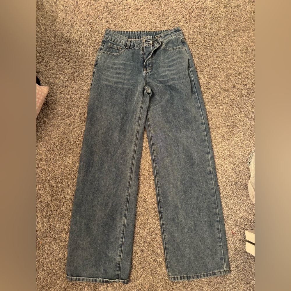 SHEIN Women's Straight Leg Jeans - Blue